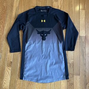 Under Armour Project Rock Heatgear Chase Greatness 3/4 Sleeve Mens Size S Black
